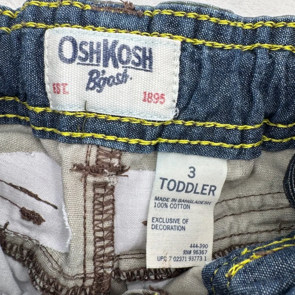 OshKosh B'gosh 2010 Kids Camo Cargo Shorts Green Brown Size 3T Adjustable Waist